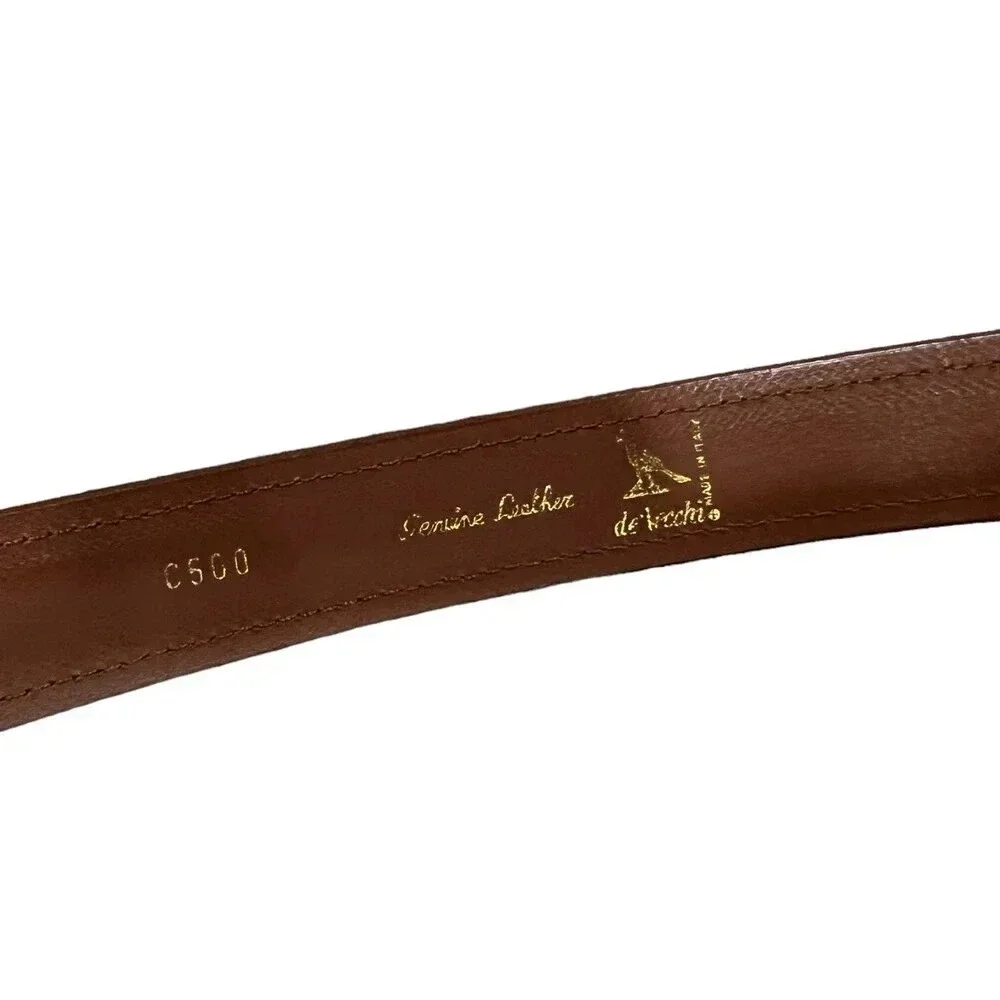 De Vecchi Brown Pierced Leather Belt 36